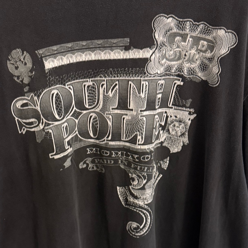 Vintage Y2K Southpole T-shirt 6XL Gray Graphic Print Paid in Full Streetwear Men